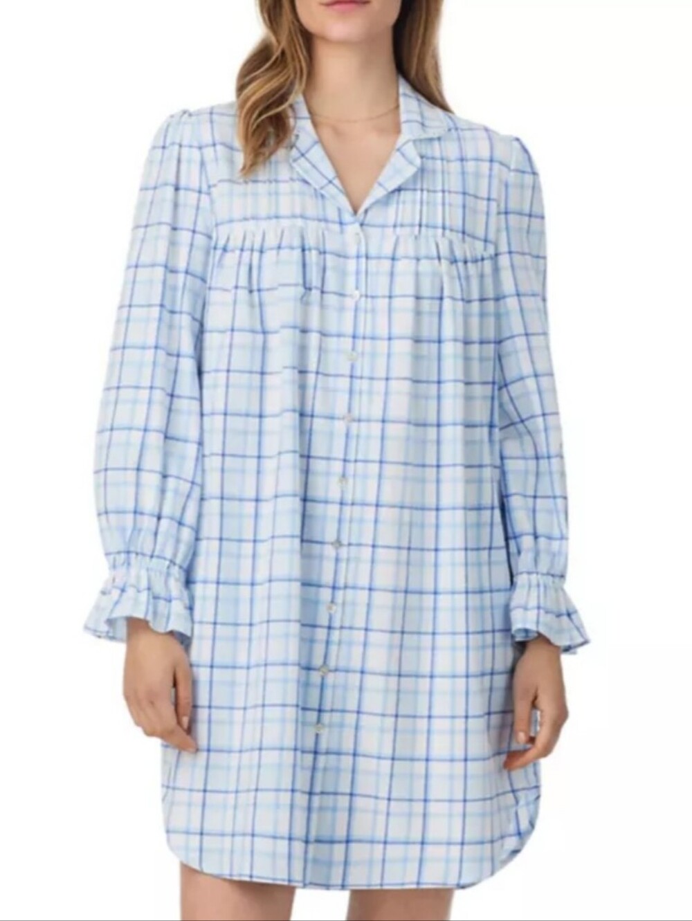 Eileen West Long Sleeve Short Nightshirt Size Medium